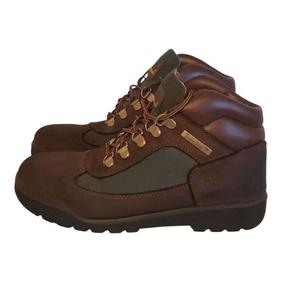TIMBERLAND Field Mid "Brown/Dark Olive" Hiking Boot Kid's Size 4 - Picture 3 of 8